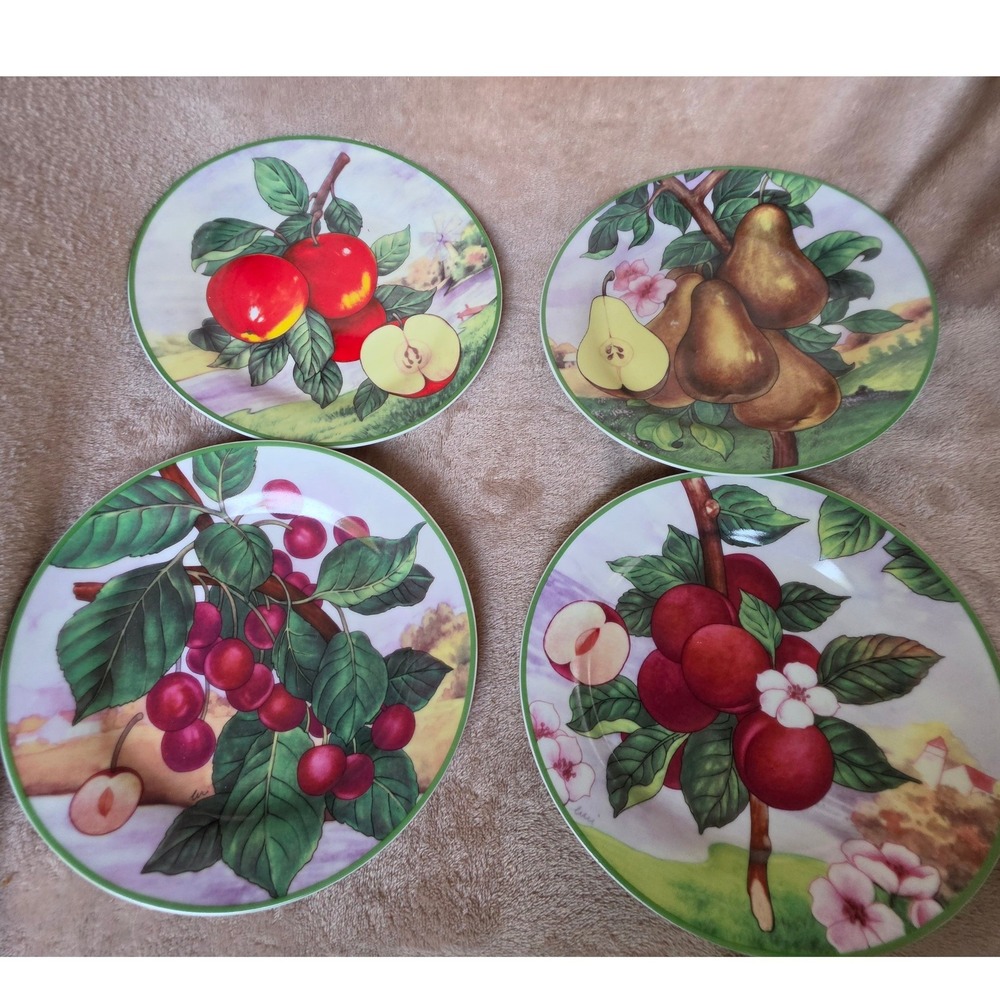 I Godinger & Co Home Essential Fruit Dessert Plates Set of 4 Botanical 7.5 inch